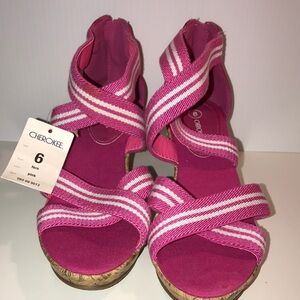 Womens Cherokee wedge sandals in pink fern NEW READ DESCRIPTION